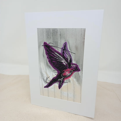 Swallow - Applique Greetings Card