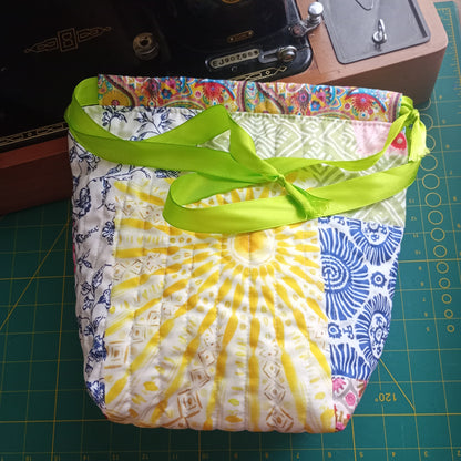 Quilted Sunshine Drawstring Project Bag – Handmade Knitting & Crochet