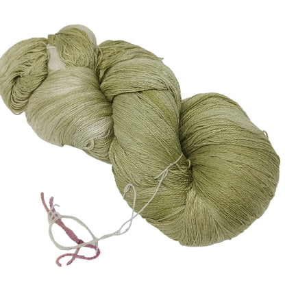 Hand Dyed Mulberry Silk Lace Yarn 180g 2/20nm 1000m per 100g Sage green