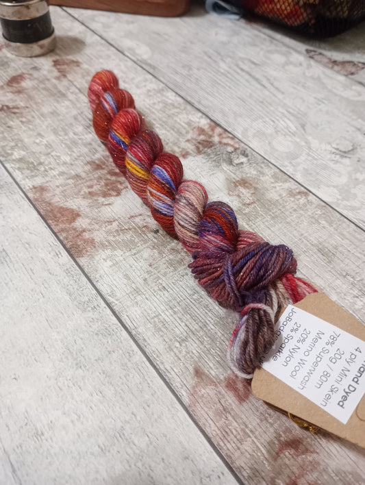 Hand dyed 4ply mini Skein 20g Sparkle #8