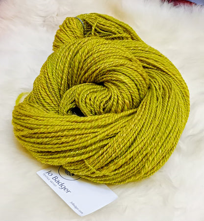 Handspun Yarn Lemon Lime Hand Dyed 185g Merino Wool Corriedale, Silk, Shetland