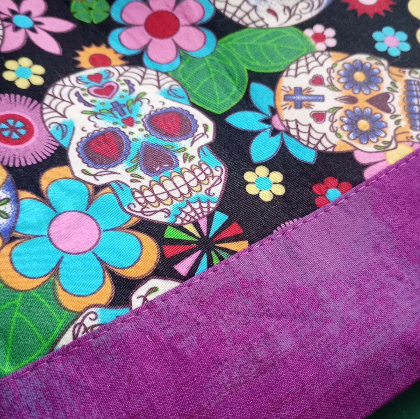 Sugar Skulls Drawstring Project Bag – Handmade Knitting & Crochet Project Bag