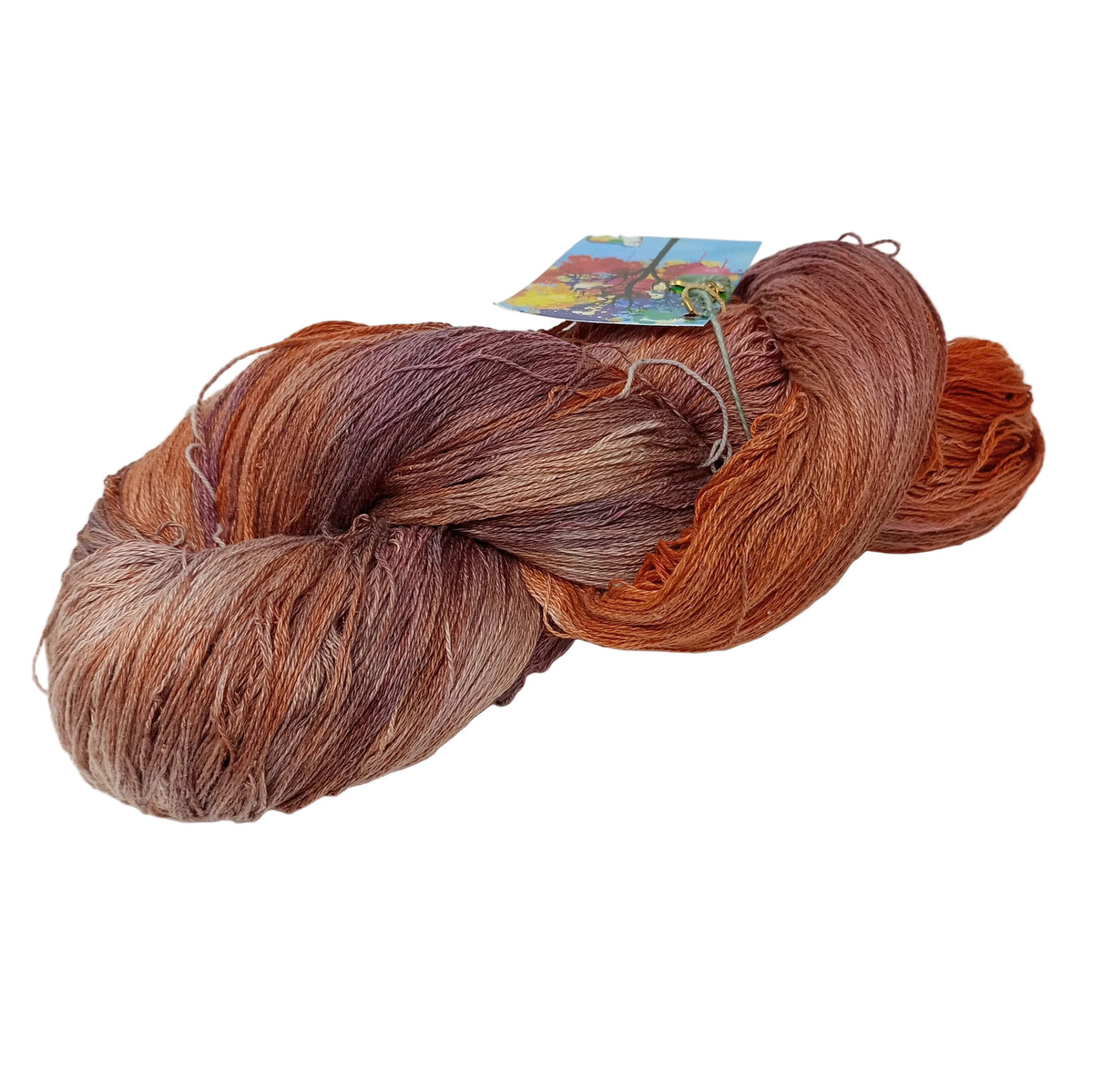Hand Dyed Mulberry Silk Lace Yarn 200g 2/20nm 1000m per 100g Chocolate Ginger