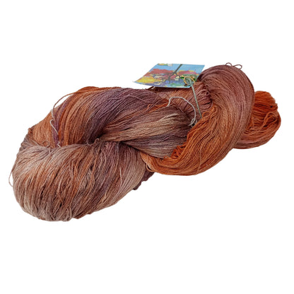 Hand Dyed Mulberry Silk Lace Yarn 200g 2/20nm 1000m per 100g Chocolate Ginger