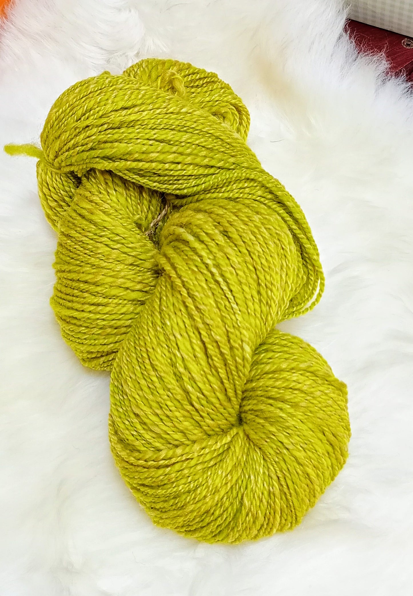 Handspun Yarn Lemon Lime Hand Dyed 185g Merino Wool Corriedale, Silk, Shetland
