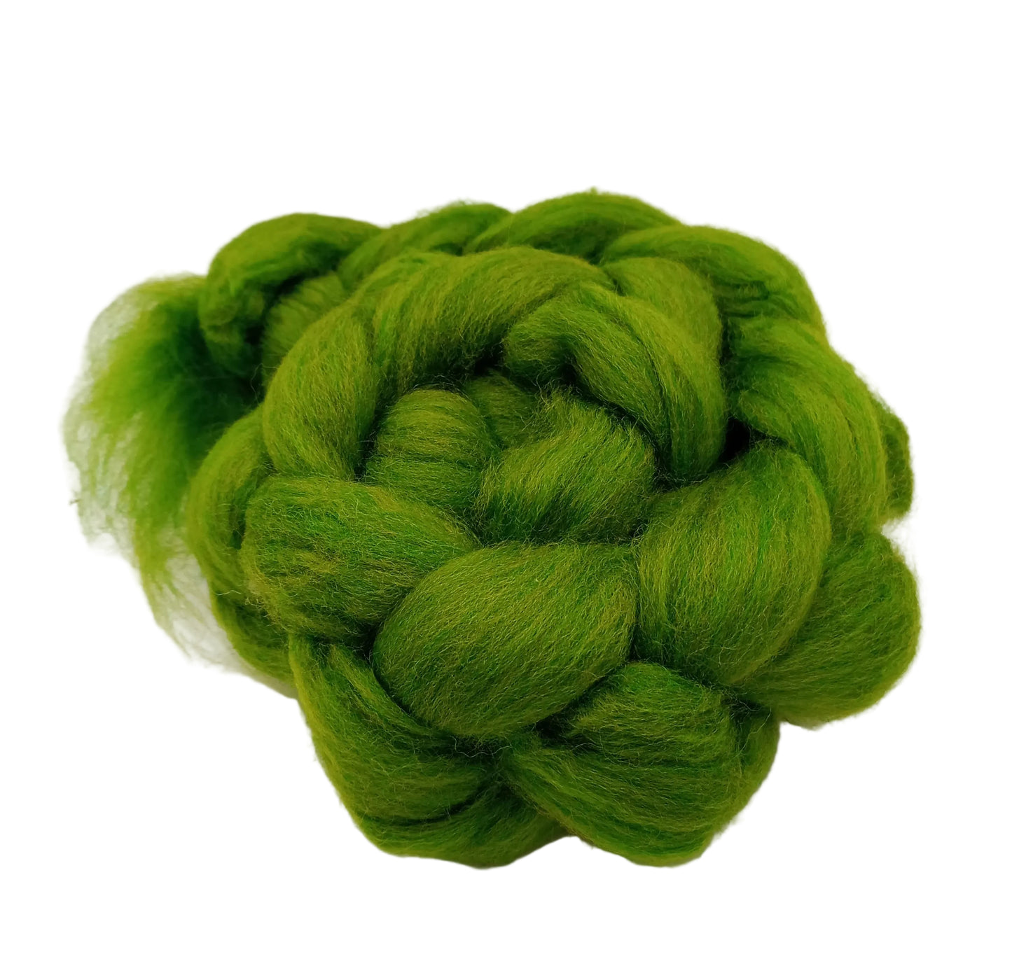 Grass green Cheviot combed wool top 100g
