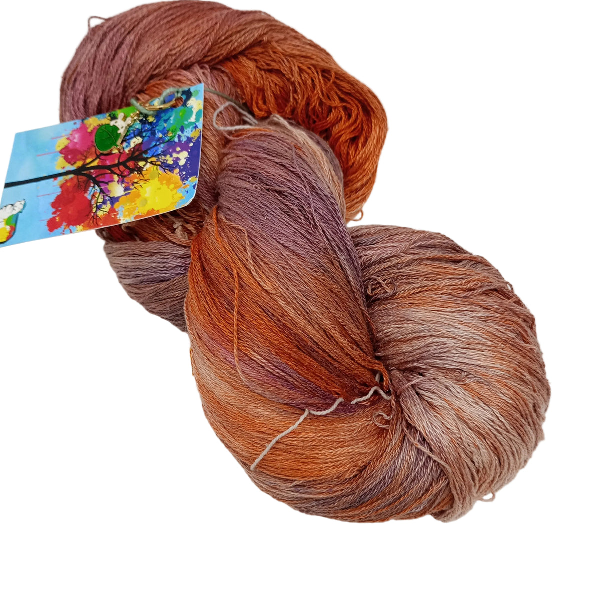 Hand Dyed Mulberry Silk Lace Yarn 200g 2/20nm 1000m per 100g Chocolate Ginger