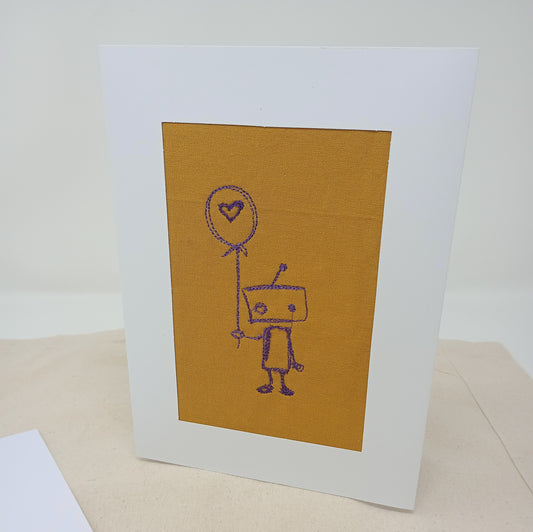 Lonely Robot Greetings Card Mustard