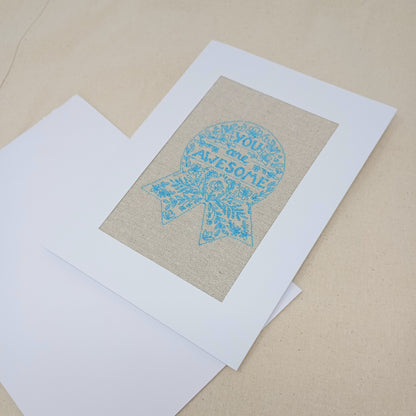 You are awesome card Turquoise Linen