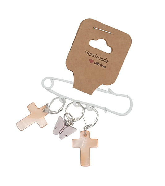 Mother of pearl stitch markers set of three