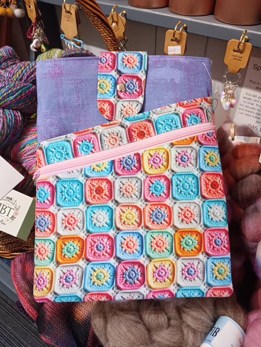 Book Pouch Large purple crochet