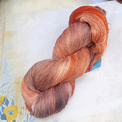 Hand Dyed Mulberry Silk Lace Yarn 180g 2/20nm 1000m per 100g