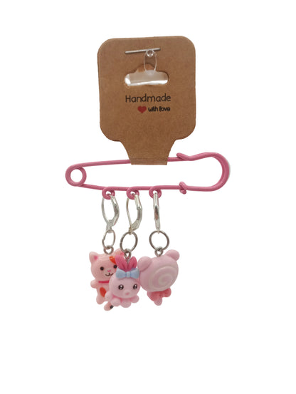 Pink cute stitch markers set of three