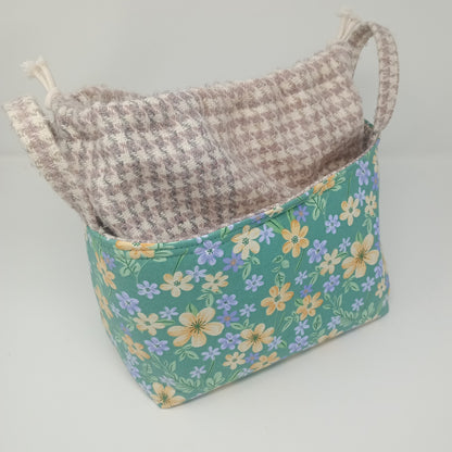 Project Bag Drawstring green floral