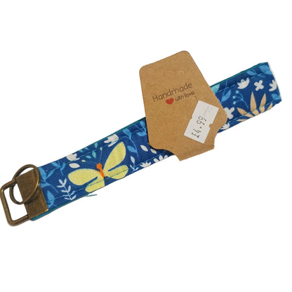 Key Fob Dark blue floral