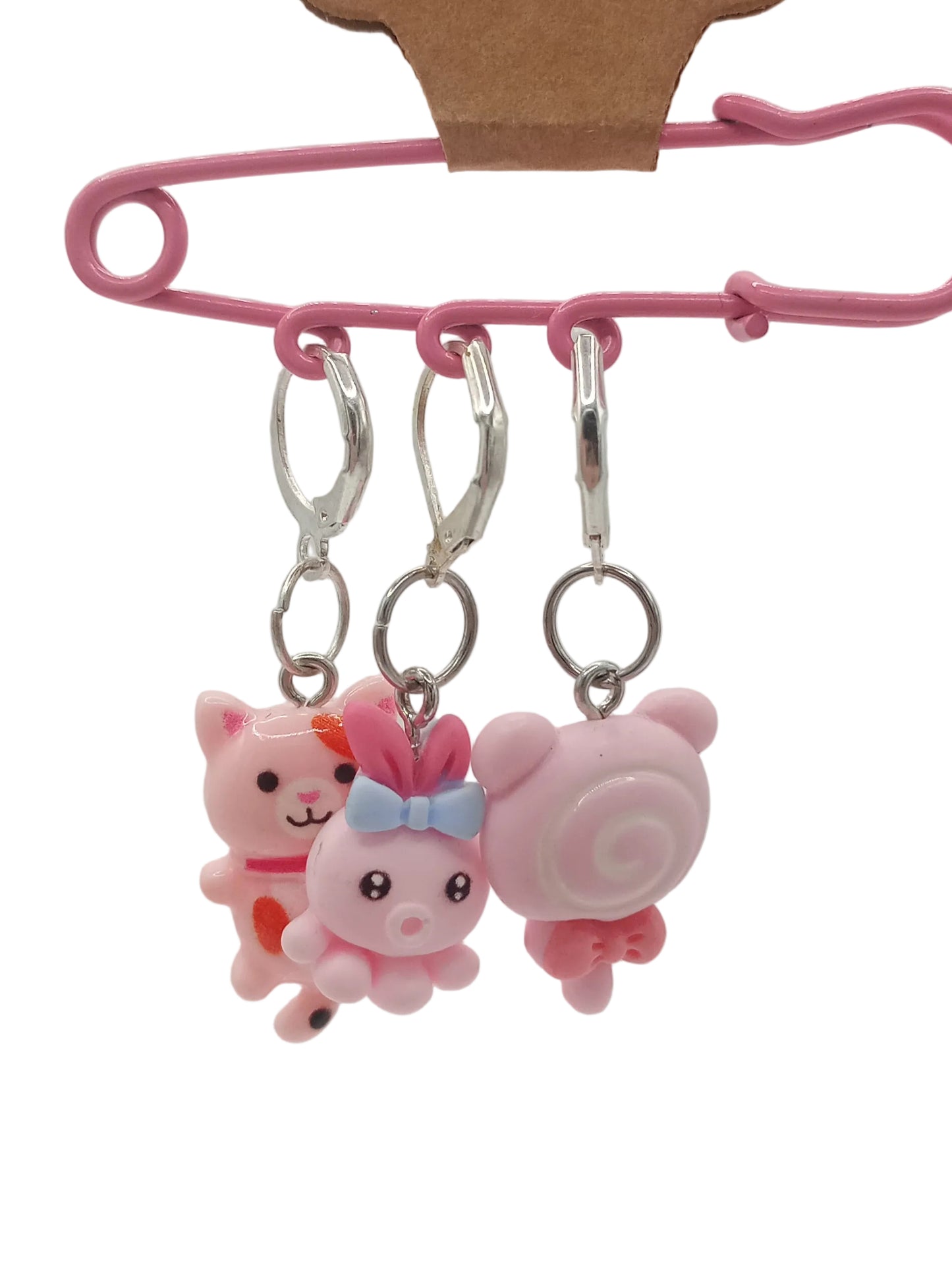 Pink cute stitch markers set of three