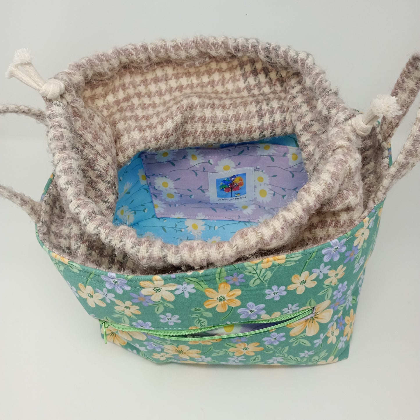 Project Bag Drawstring green floral