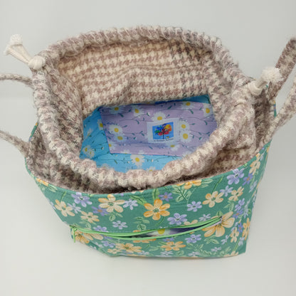 Project Bag Drawstring green floral