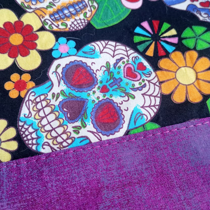 Sugar Skulls Drawstring Project Bag – Handmade Knitting & Crochet Project Bag Tall