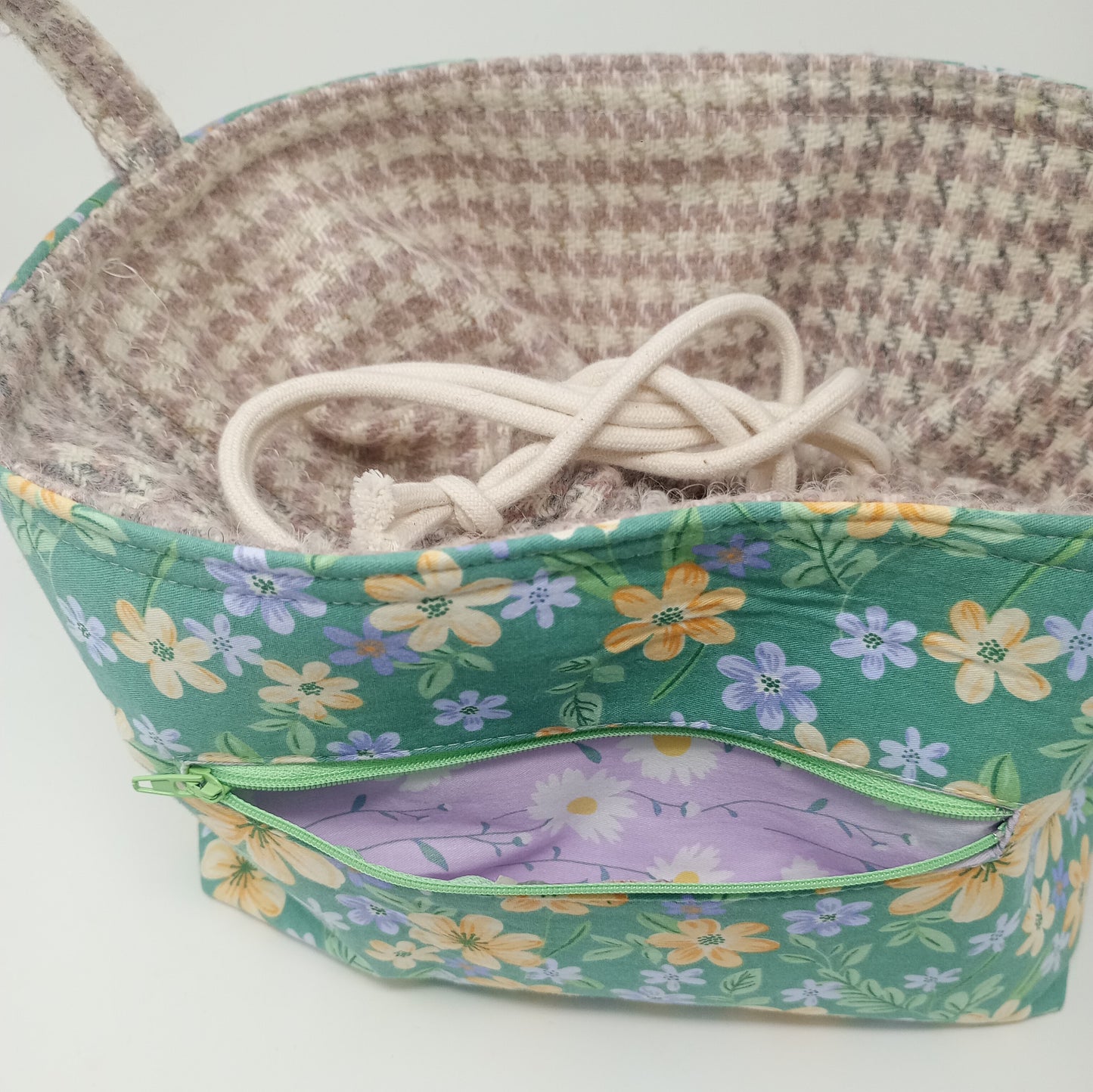 Project Bag Drawstring green floral
