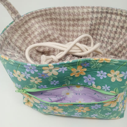 Project Bag Drawstring green floral