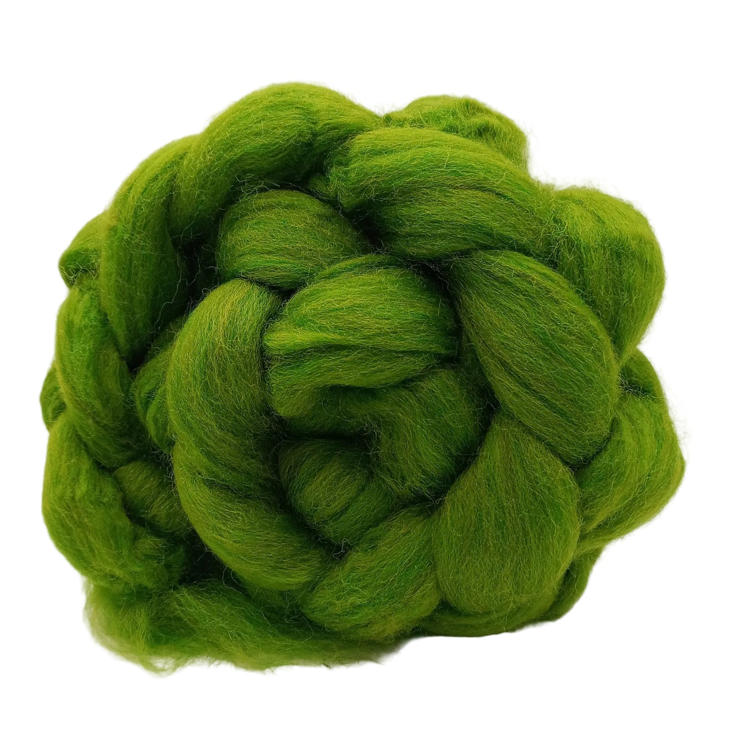 Grass green Cheviot combed wool top 100g
