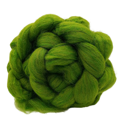Grass green Cheviot combed wool top 100g