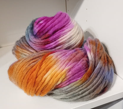 Hand dyed chunky yarn pencil roving Falkland wool 200g