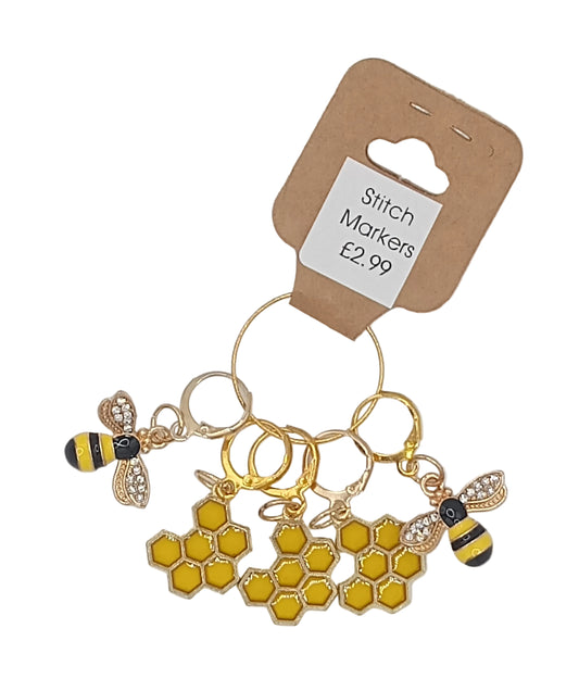 Bumblebee & Honeycomb stitch markers set of five