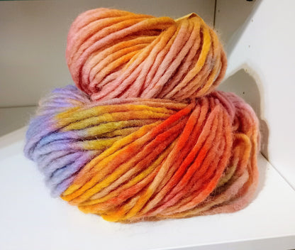 Hand dyed chunky yarn pencil roving Cheviot wool 200g