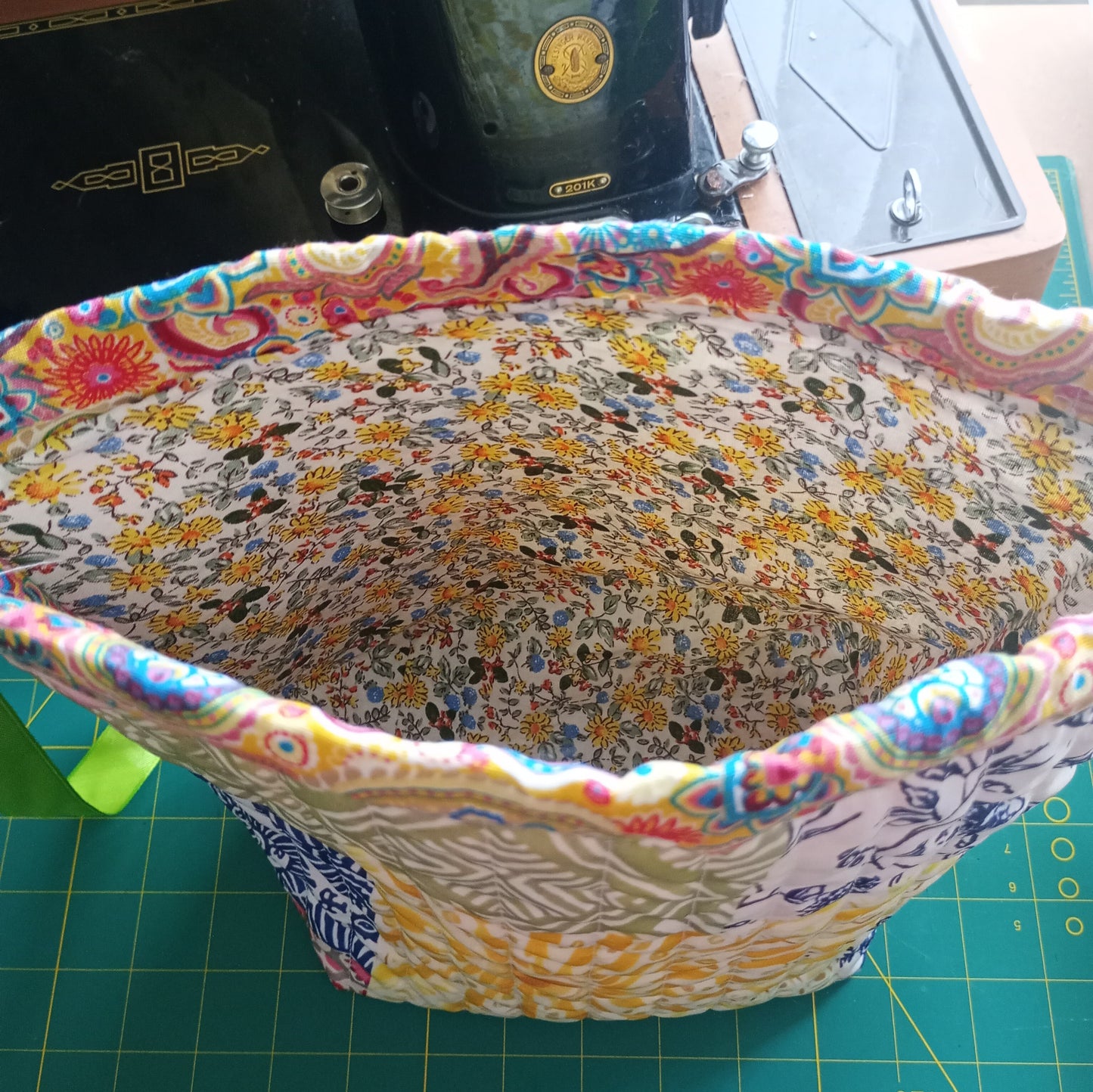 Quilted Sunshine Drawstring Project Bag – Handmade Knitting & Crochet