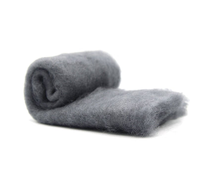 Carded Batt Perendale Wool 200g Granite